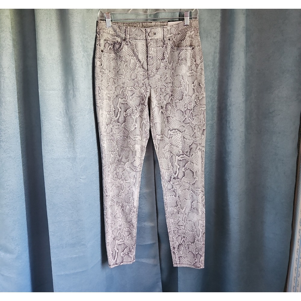 White House Black Market Gray High Rise Jeans Snakeskin Print